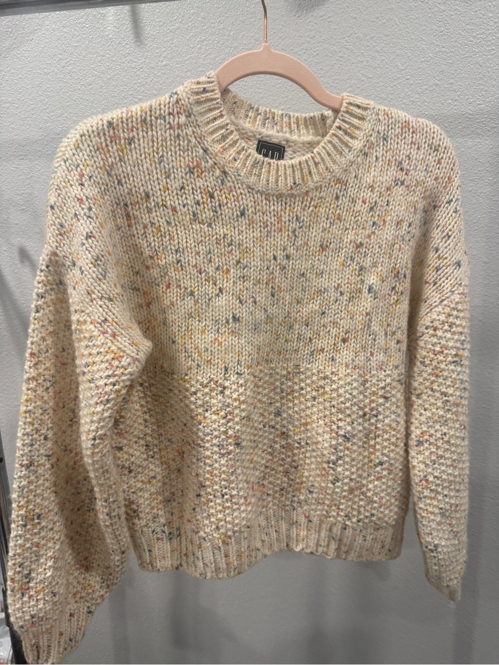 GAP Cream Speckled Confetti Sprinkle Knit Chunky Sweater with Multicolor Flecks